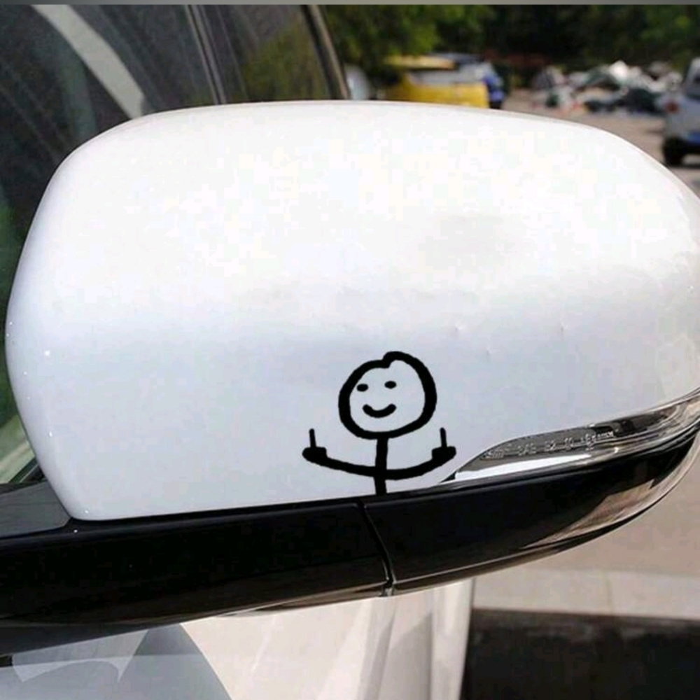 Black Middle Finger Vinyl Waterproof Sticker Mirror, Bumper, Cup, Helmet,